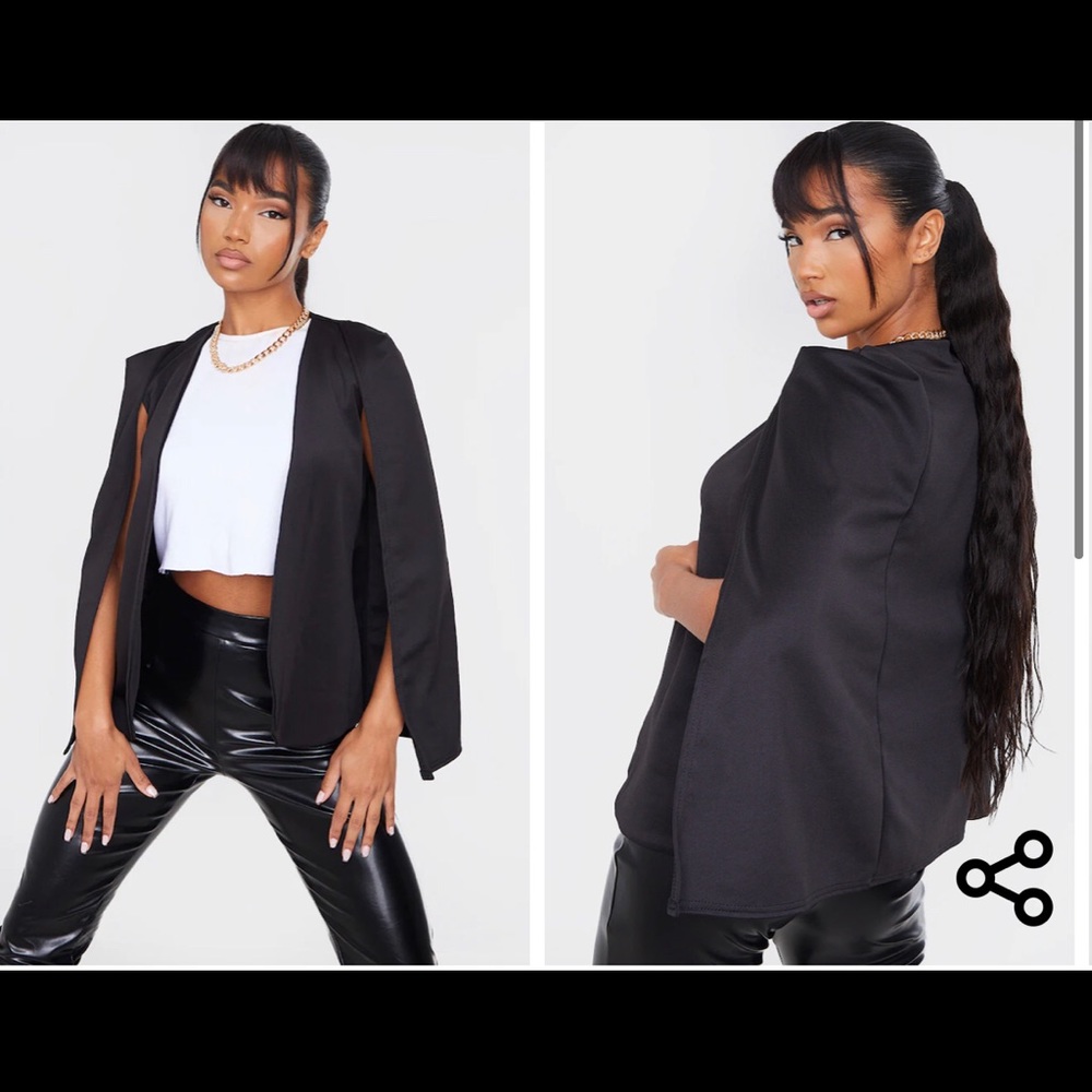 Pretty little thing cape blazer in black